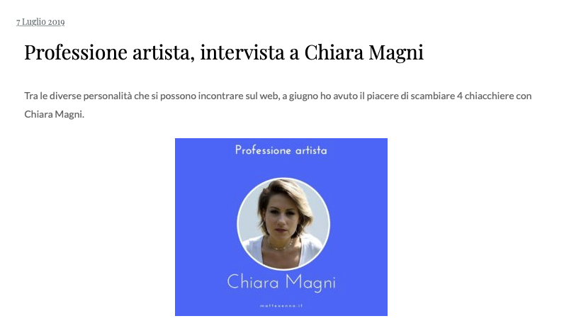 Professione artista, intervista a Chiara Magni