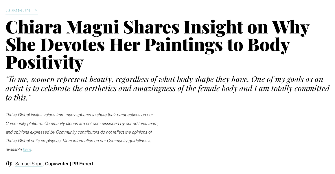 Chiara Magni Shares Insight on Why She Devotes Her Paintings to Body Positivity